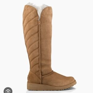 UGG Rosalind Chestnut Suede Ship Skin Tall Boots Women's Size US 10, Like New